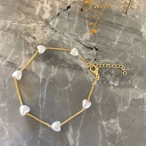 NEW Gold Plated Pearl Heart Bracelet